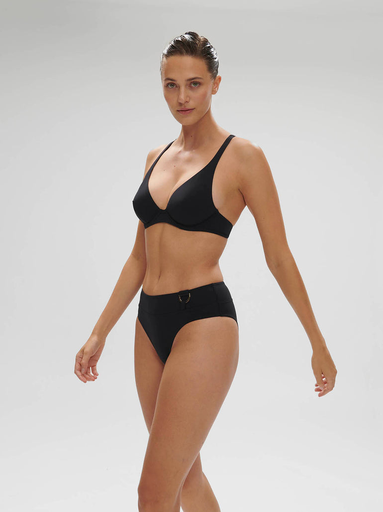 Haut de maillot de bain triangle avec armatures - Noir