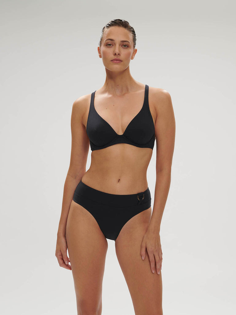 Haut de maillot de bain triangle avec armatures - Noir