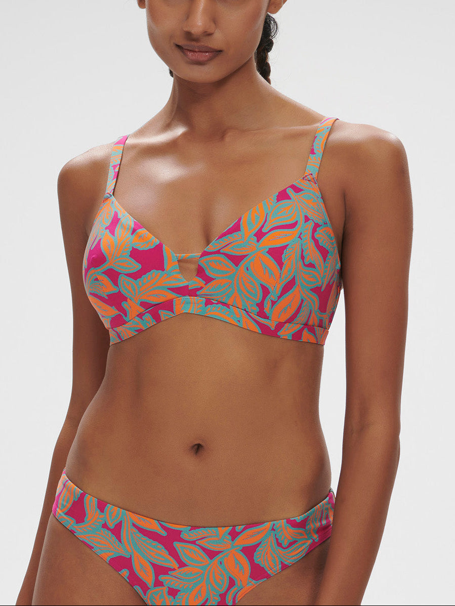 Haut de maillot de bain triangle avec armatures cachées - Imprimé Rose Ménara