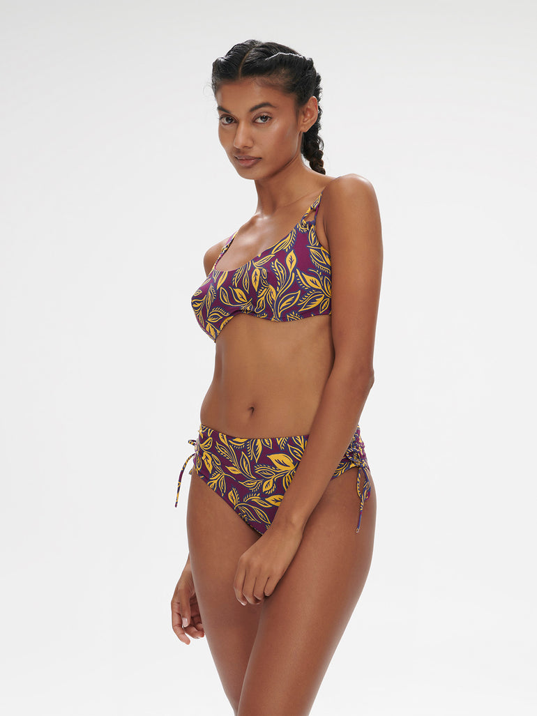 Culotte de bain taille haute - Imprimé Violet Agadir