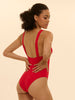 Maillot de bain 1 pièce bonnet mousse sans armature - Ecarlate