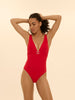 Maillot de bain 1 pièce bonnet mousse sans armature - Ecarlate