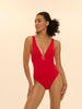 Maillot de bain 1 pièce bonnet mousse sans armature - Ecarlate