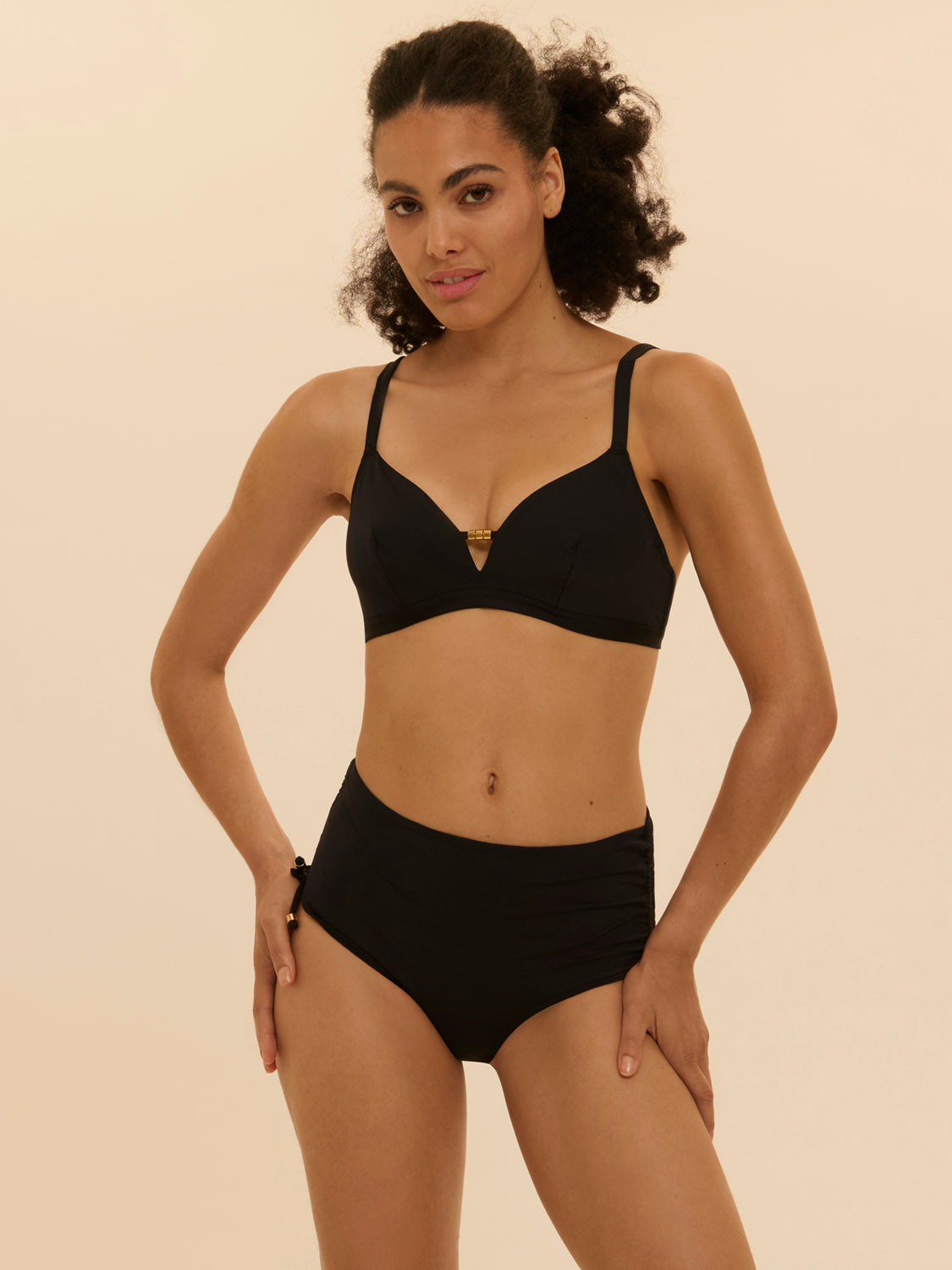 Culotte de bain taille haute - Noir
