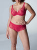 Soutien-gorge triangle emboitant décolleté plongeant - Rubis/rose