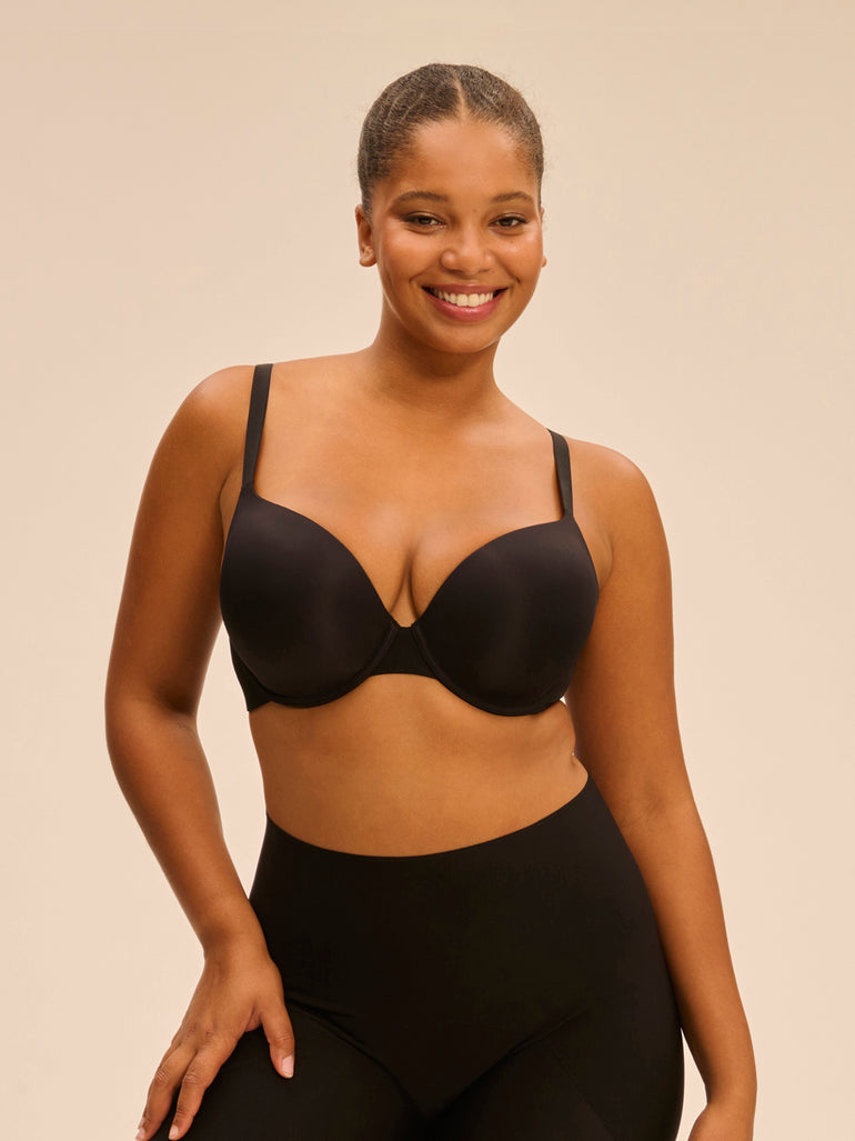 Soutien-gorge coque emboitante décolleté plongeant - Noir