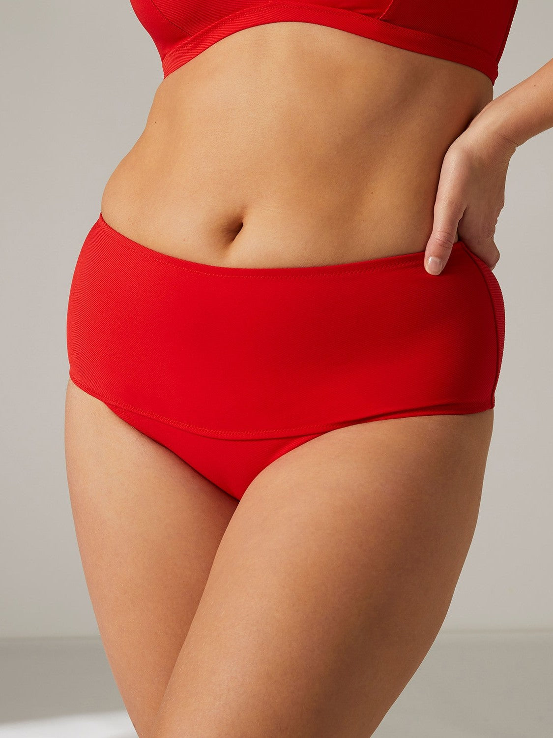 Culotte de bain taille haute - Cherry