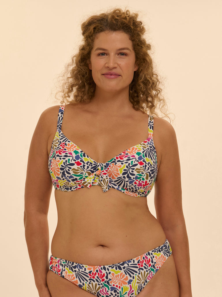 Haut de maillot de bain avec armatures - Imprimé tropico blanc