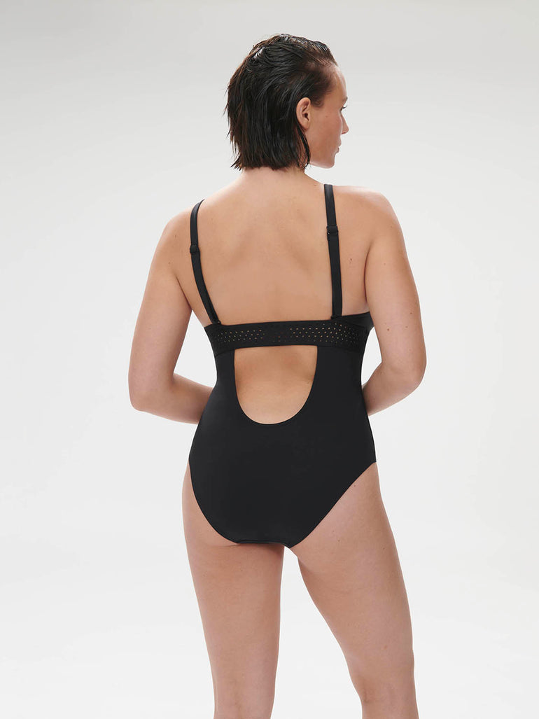 Maillot de bain 1 pièce de bain avec armatures cachées - Noir