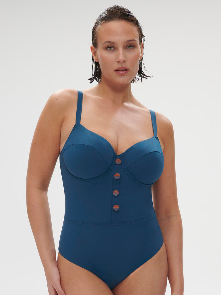 Maillot de bain 1 pièce de bain avec armatures - Bleu mystère