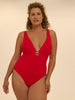 Maillot de bain 1 pièce bonnet mousse sans armature - Ecarlate